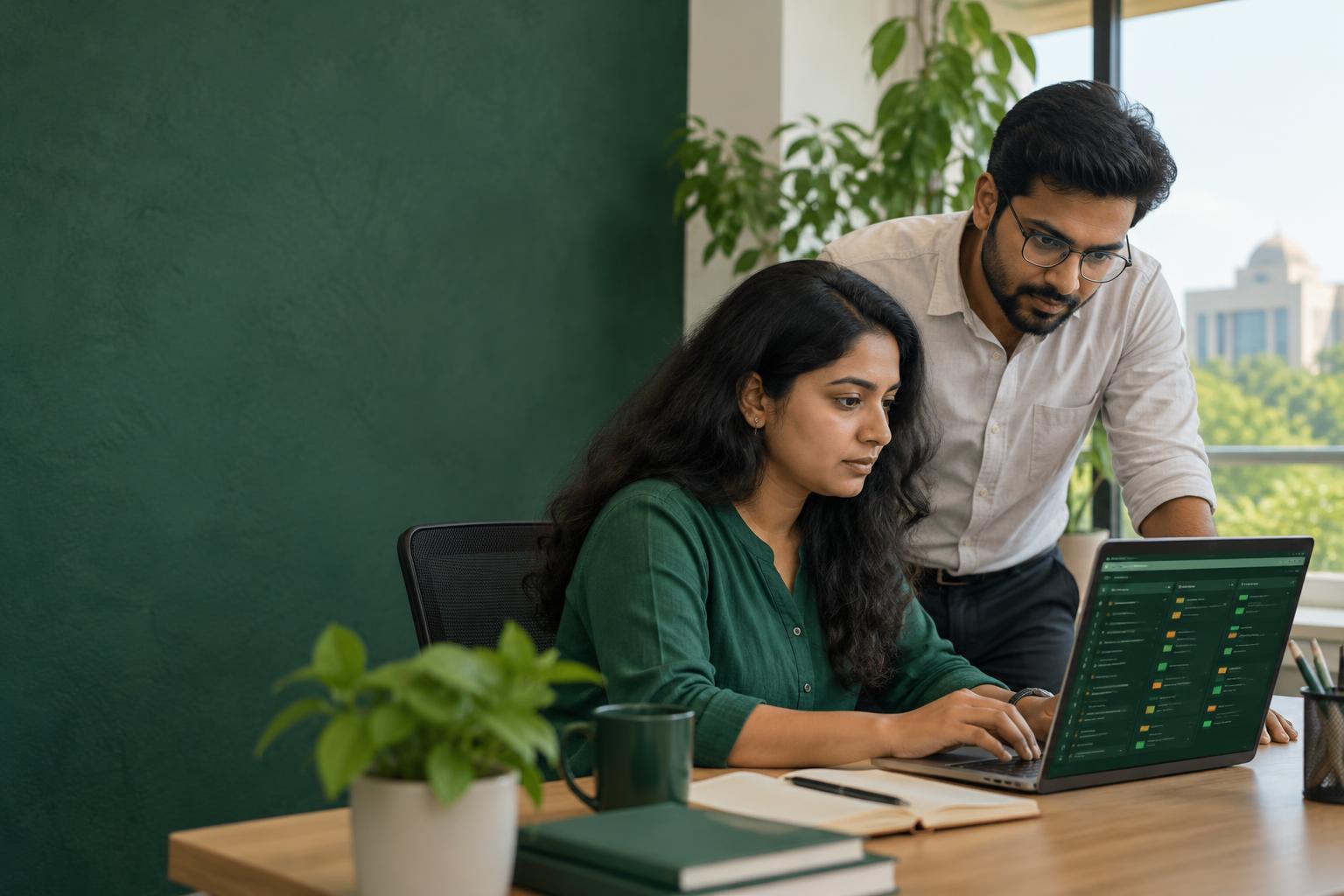 Indian IT professionals reviewing a matched project feed together